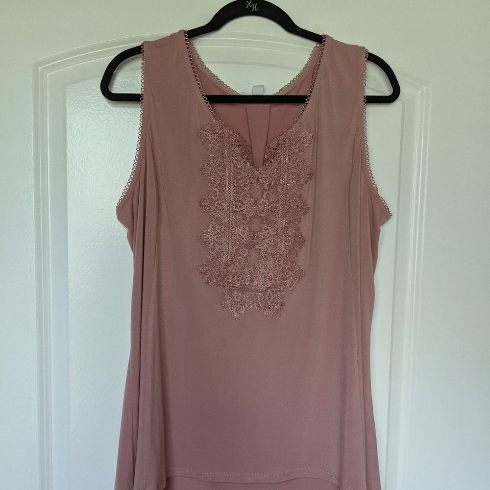 Westport Pink Lace Sleeveless Blouse 2X